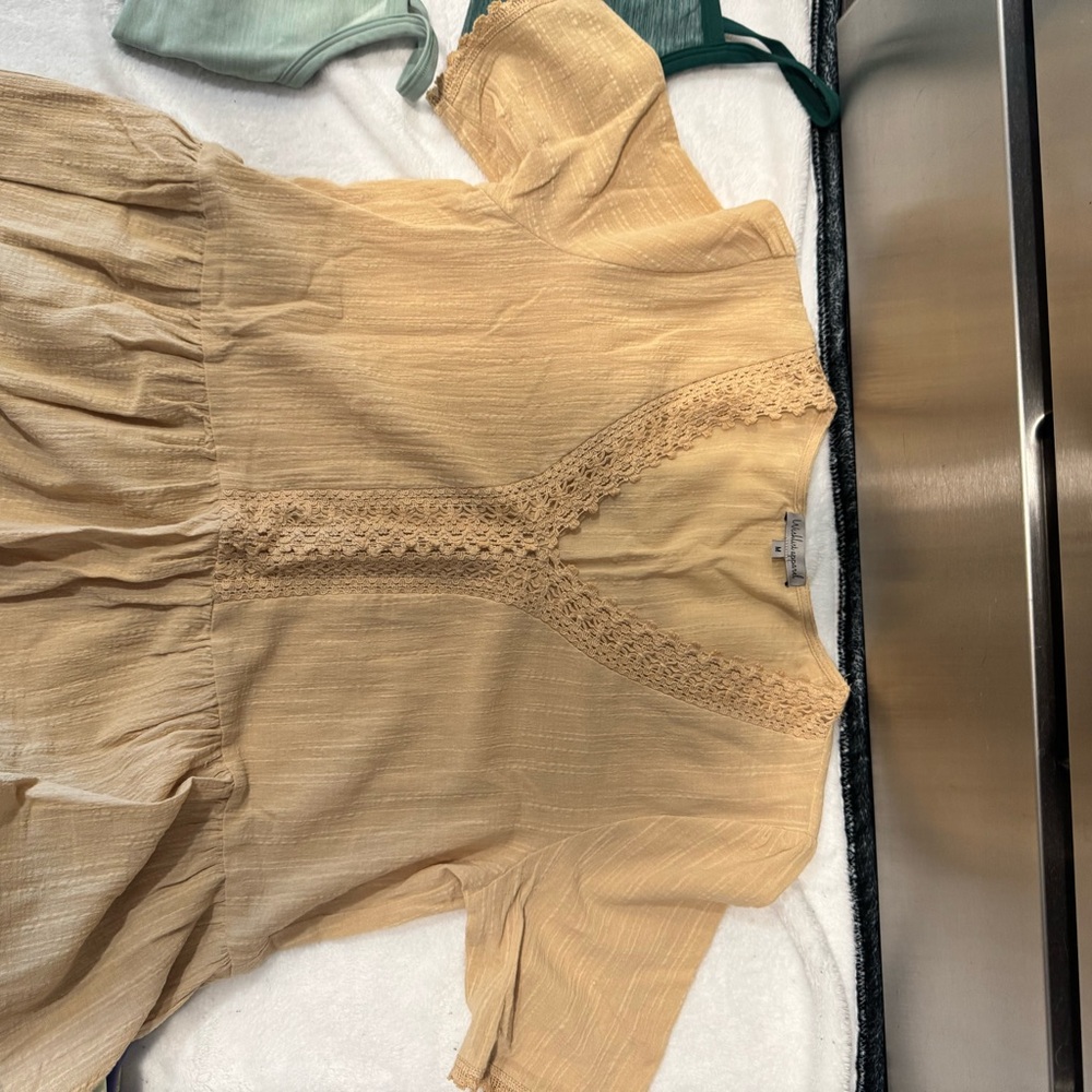 Beige Lace Trim Top